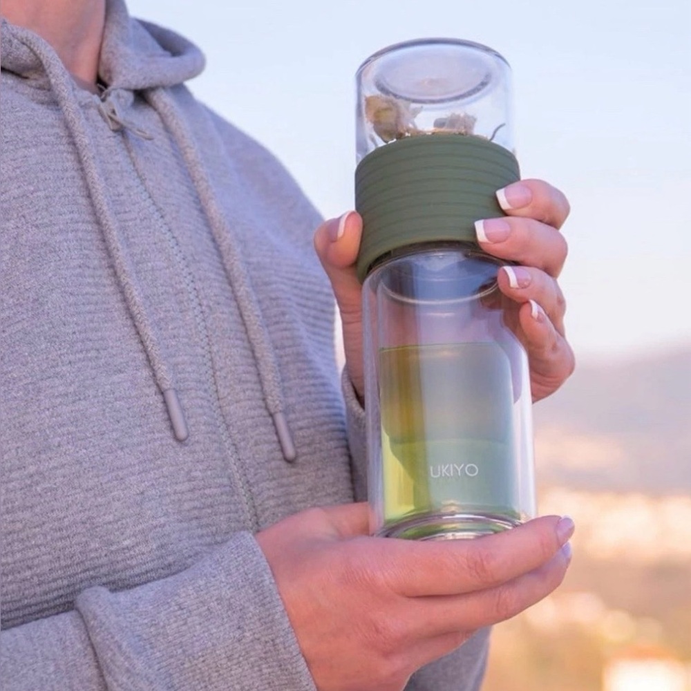 Ukiyo Sense Premium Double-Wall Glass Tea & Fruit Infuser Travel Tumbler